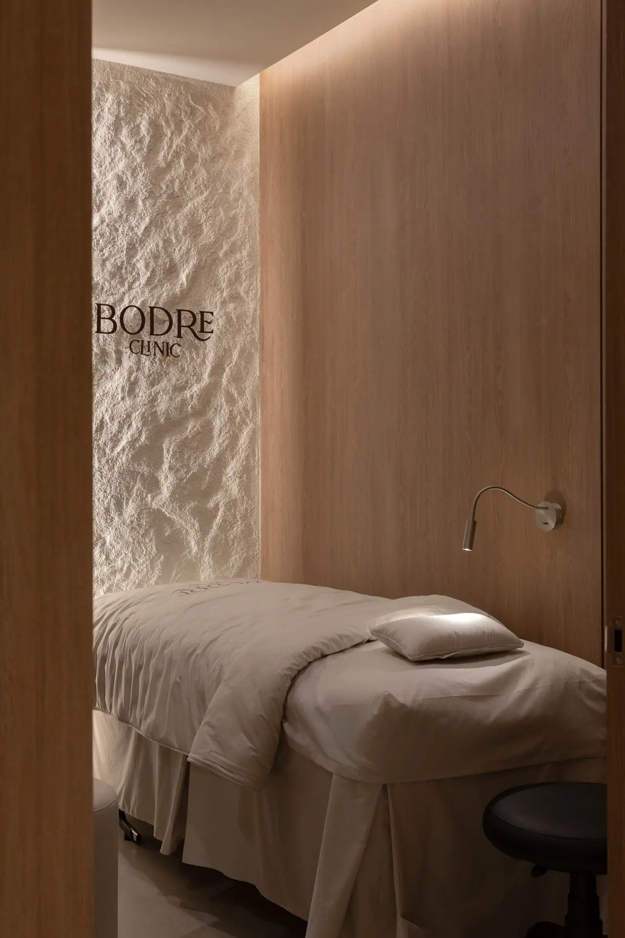 Treatment room wood panel