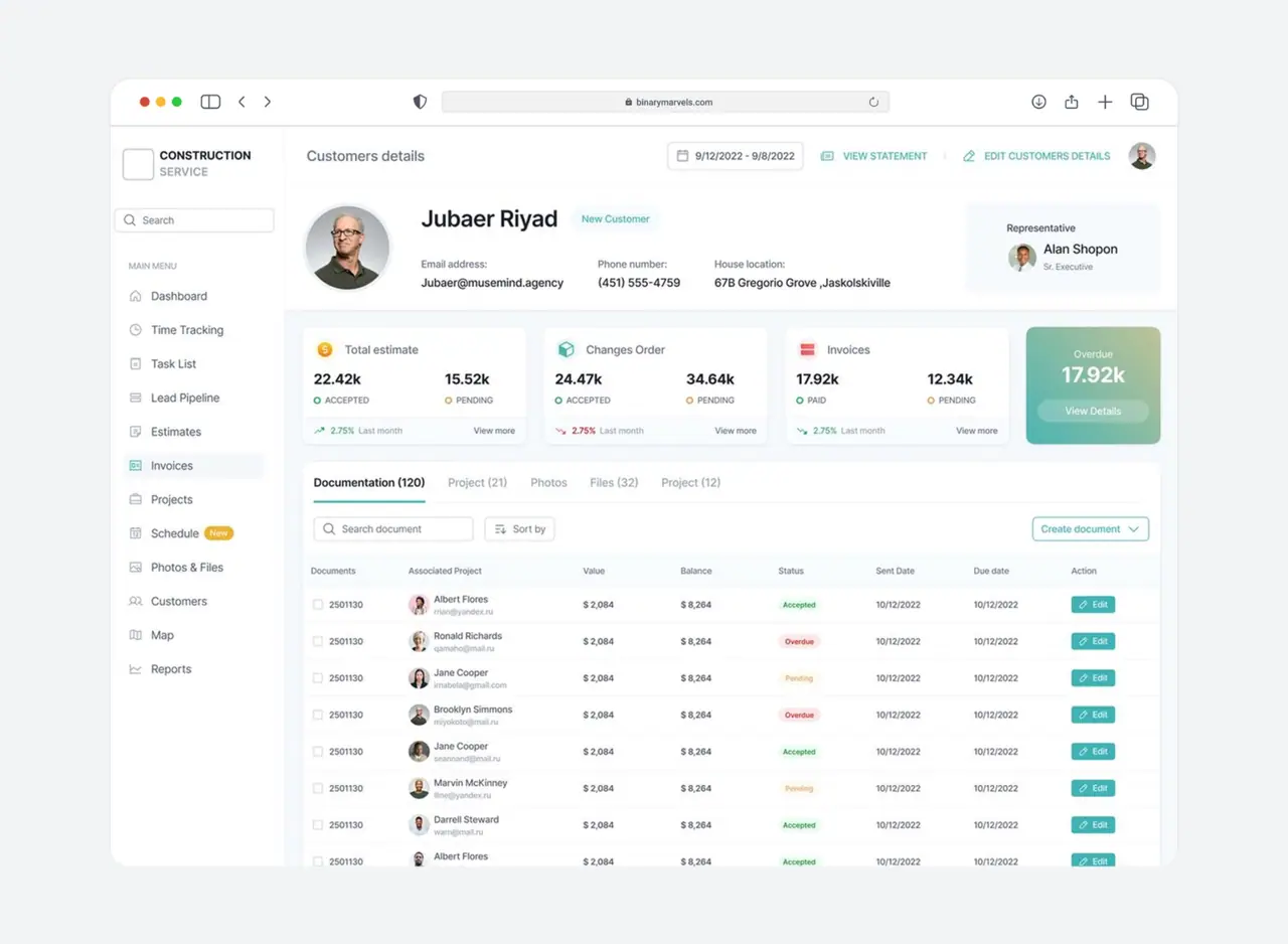Contact profile interface
