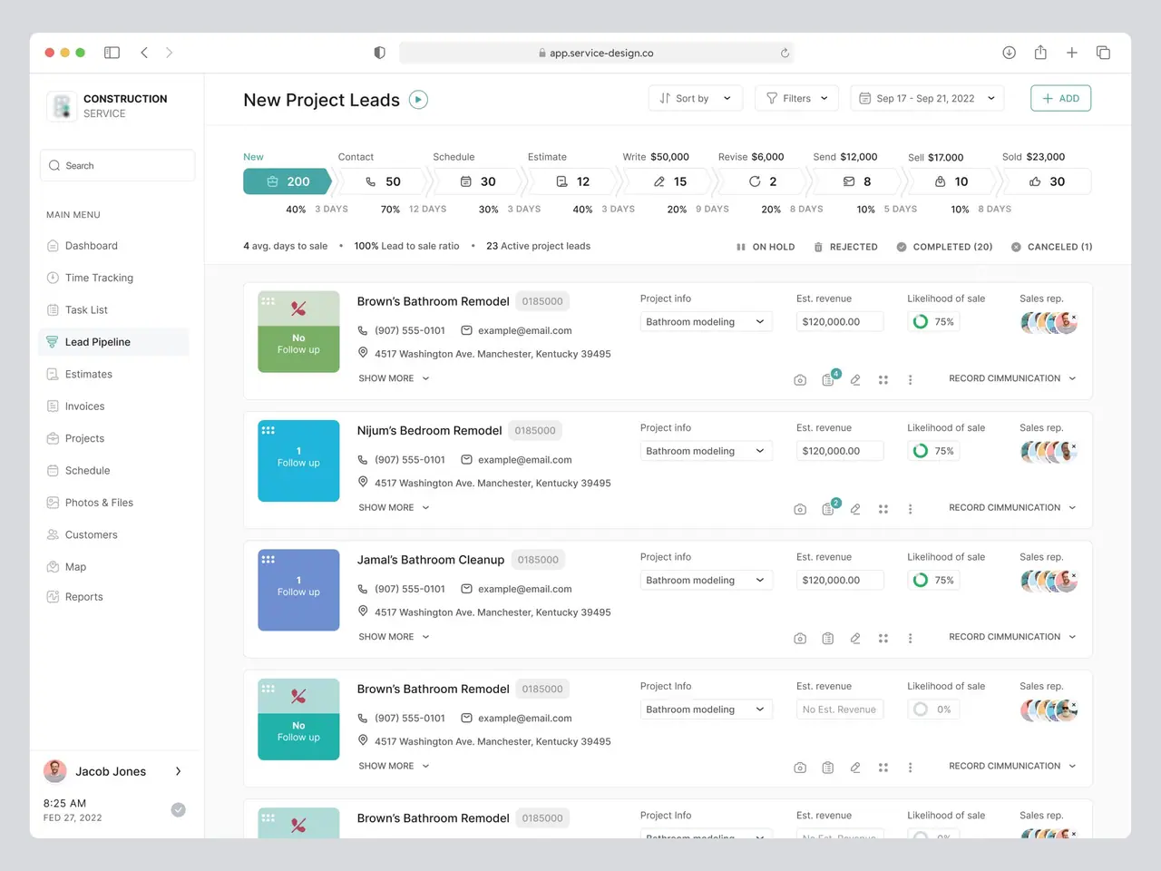 New leads board interface