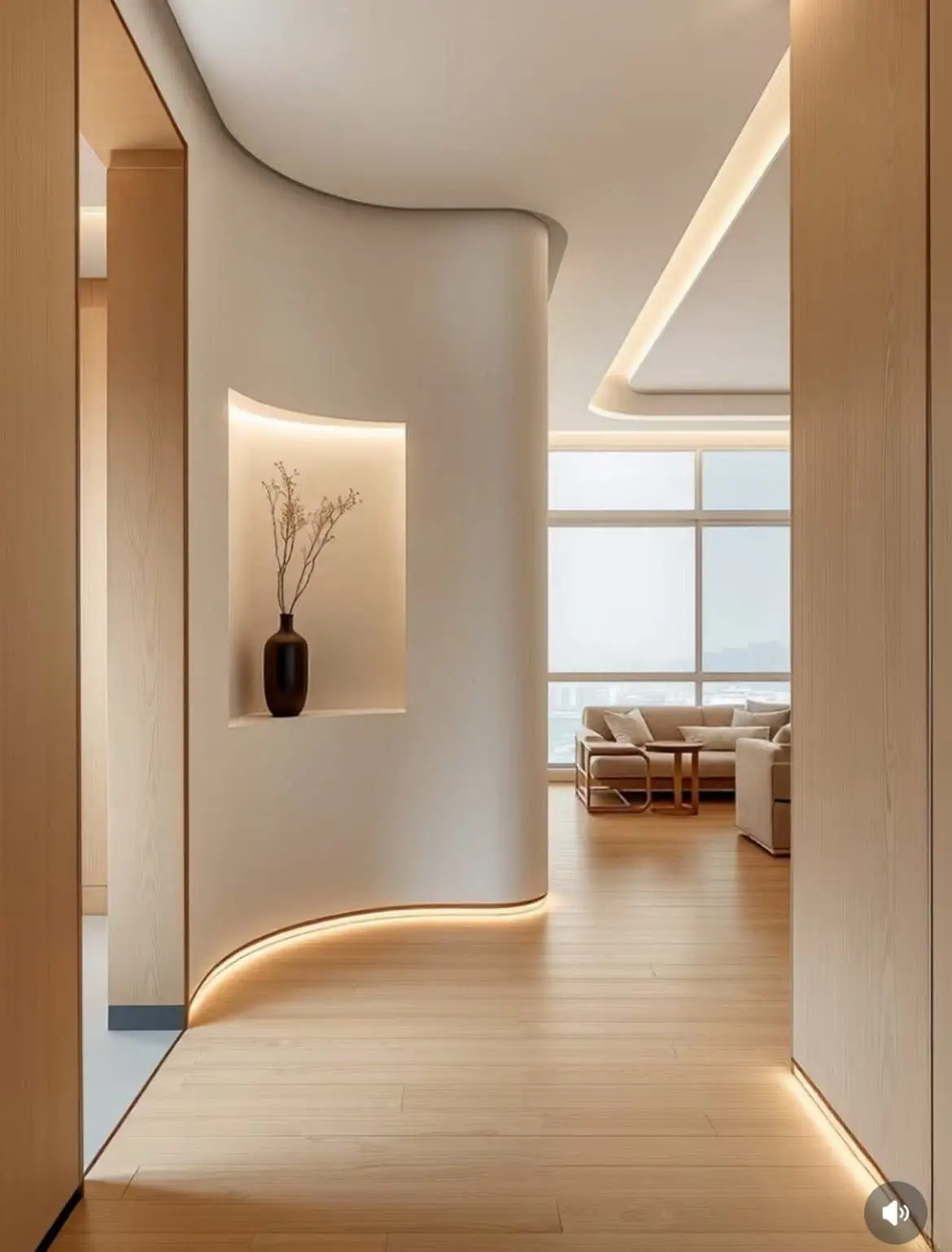 Clinic curved corridor warm