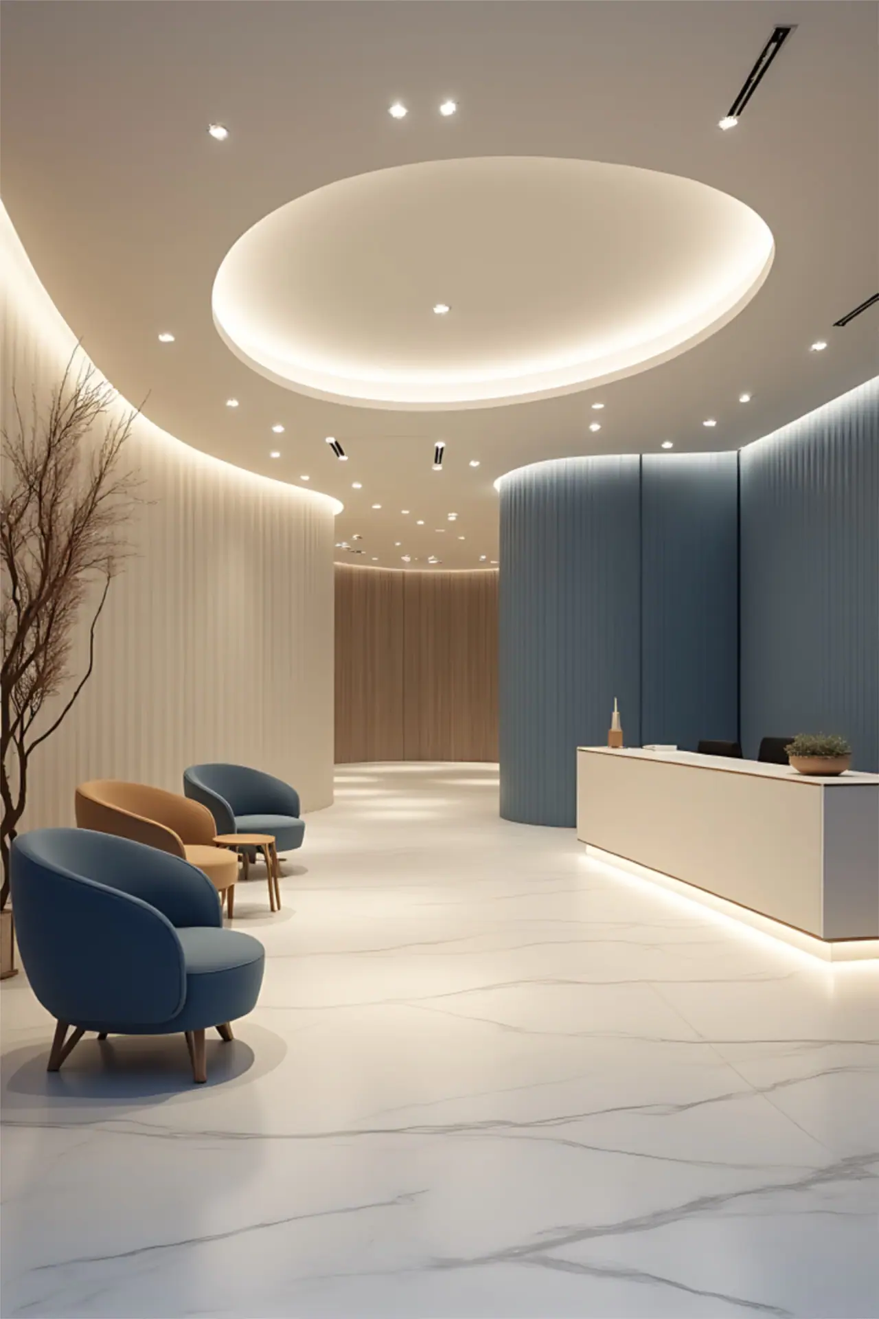 Clinic reception round ceiling