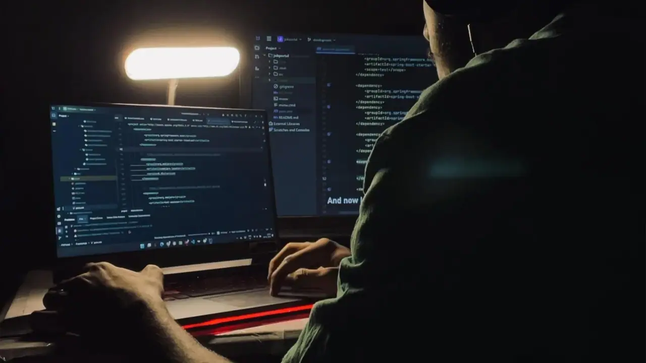 Tech developer dark monitor