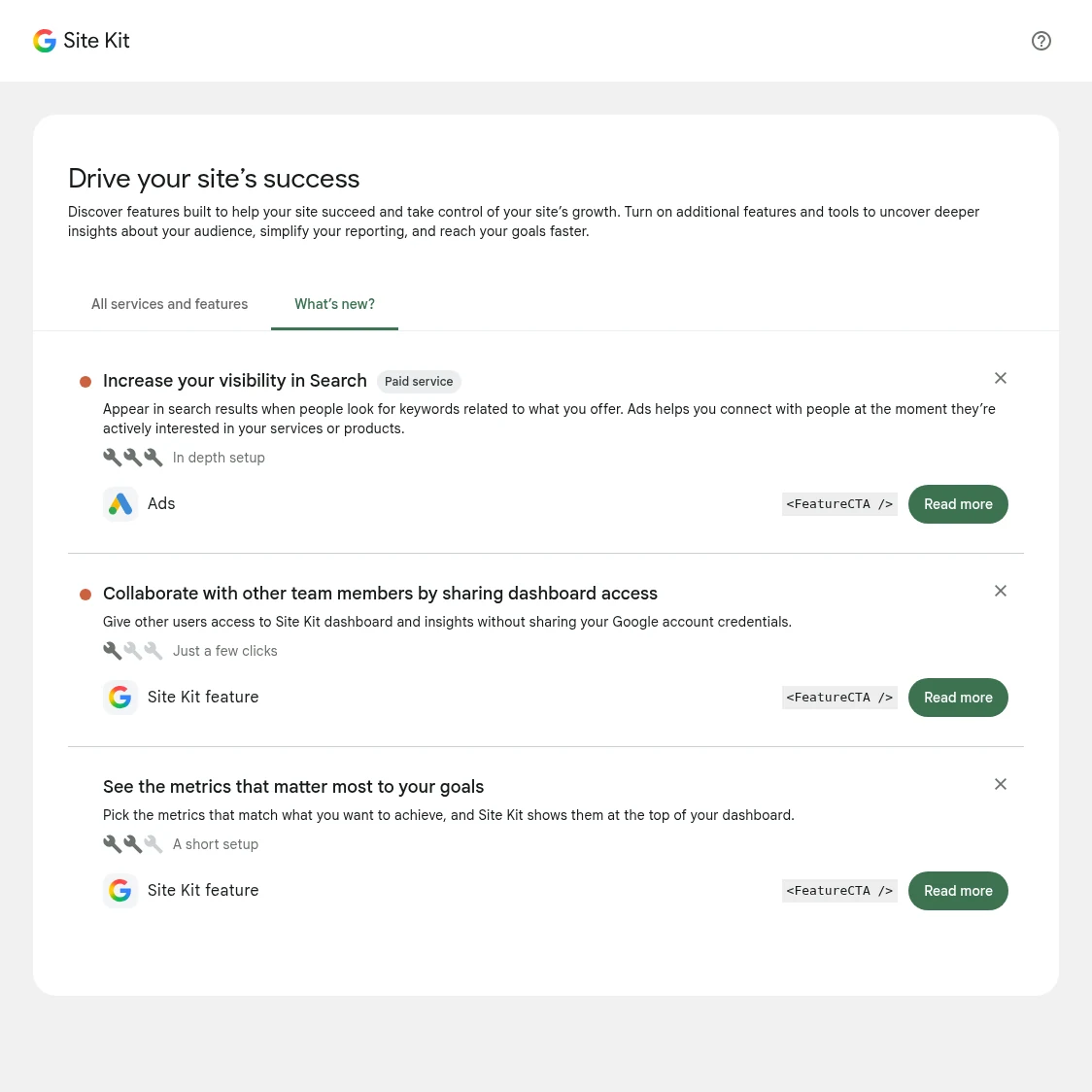 لقطة شاشة من Google Site Kit وSearch Console