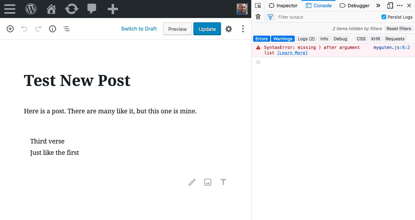 لقطة شاشة من محرر WordPress